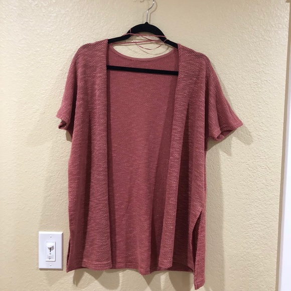 Vintage Sweaters - Crotchet Knit burnt coral open cardigan